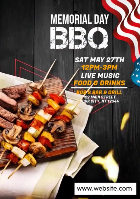 Black Professional Memorial day bbq party A4 template